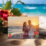 Hawaiian Tropical Hibiscus Palm kerstfoto II Feestdagenkaart<br><div class="desc">De bloemen en de bladeren nu open aan volledig aanpassen en bewegen. Pas groet en backer kleur aan om uw tropisch te verhuren.</div>