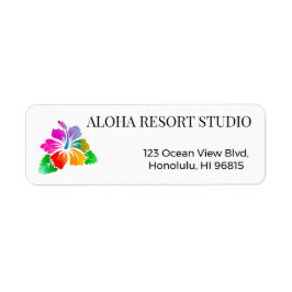 Hawaiian Tropical Hibiscus Return Address  Etiket