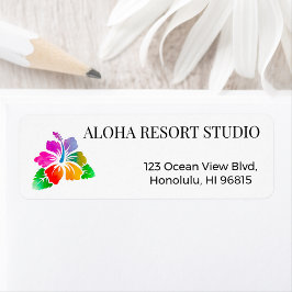 Hawaiian Tropical Hibiscus Return Address Etiket