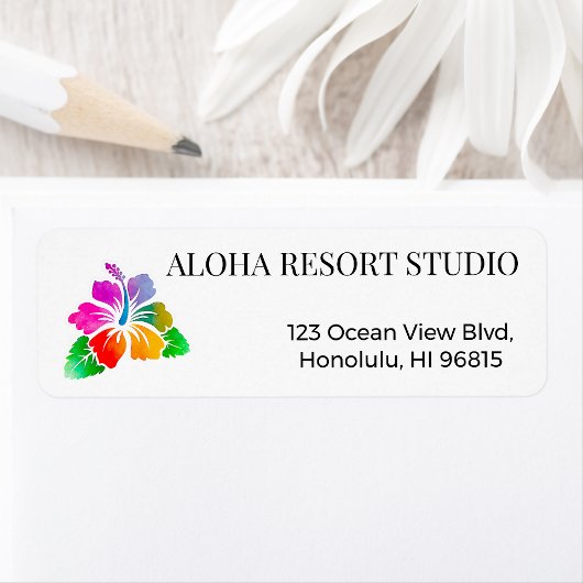 Hawaiian Tropical Hibiscus Return Address Etiket