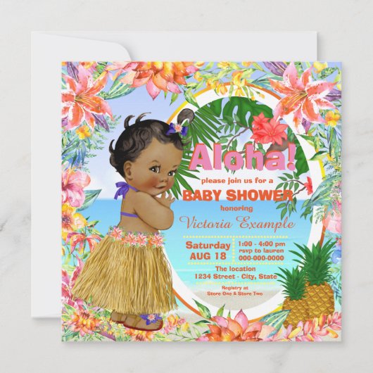 Hawaiian Tropical Luau Baby shower Kaart (Voorkant)