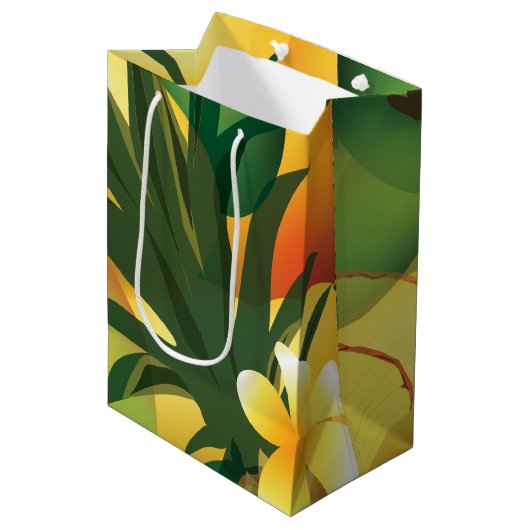Hawaiian Tropical Luau Gift Bag Medium Cadeauzakje (Voorkant Gekanteld)