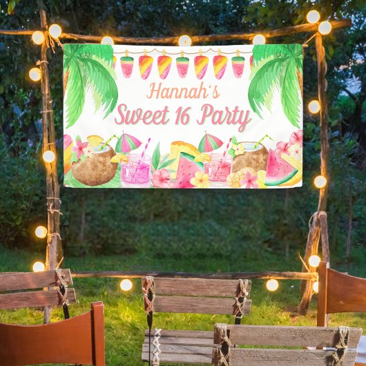 Hawaiian Tropical Luau Party Sweet 16 Spandoek