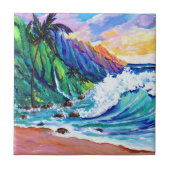 Hawaiian Tropical Na Pali Coast Ceramic Tegel Tegeltje (Voorkant)
