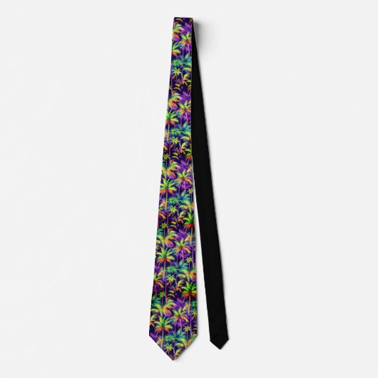 Hawaiian Tropical Palm Tree Coastal Sunset Pattern Stropdas (Voorkant)