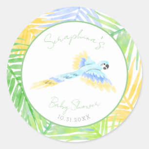 Hawaiian Tropical Parrot Baby shower Ronde Sticker