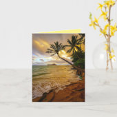 Hawaiian Tropical Sunset Palm Beach Kaart (Gele Bloem)