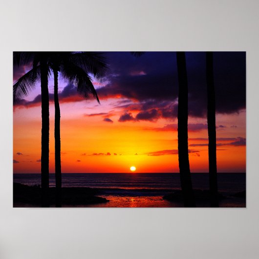Hawaiian Tropical Sunset Paradise Poster (Voorkant)