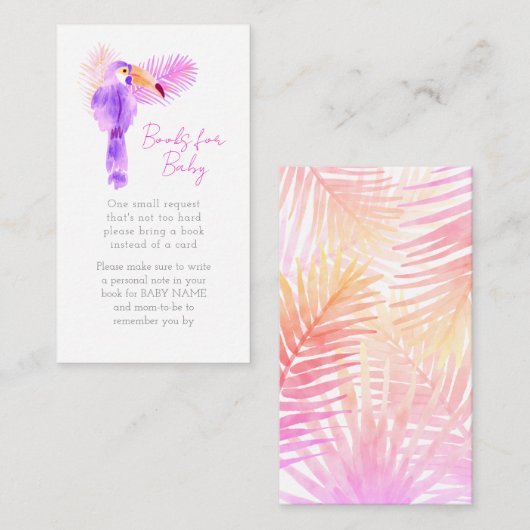 Hawaiian Tropical Toucan Baby shower Book Request Informatiekaartje (Voorkant / Achterkant)