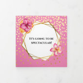 Hawaiian Tropical waterverf Flower Pink Gold Drieluik Kaart (Cover)