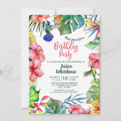 Hawaiian Tropical Waterverf Flowers Birthday Kaart (Voorkant)