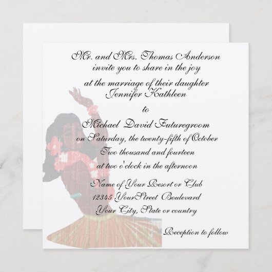  Hawaiian Tropical Wedding and Reception Kaart (Voorkant / Achterkant)