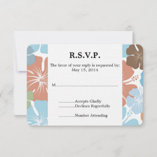 Hawaiian Tropische Hibiscus Bloemen Bruiloft RSVP Kaartje