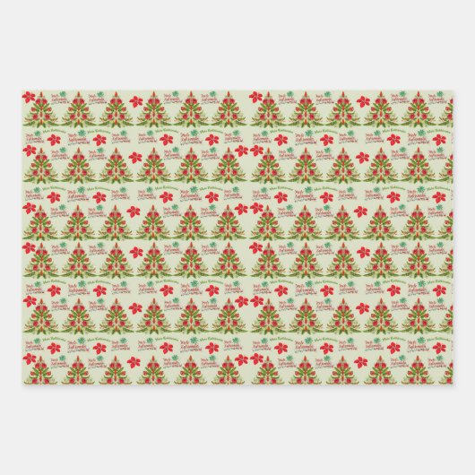 Hawaiian Tropische kerstboom - cadeaubonen Inpakpapier Vel (Voorkant 2)