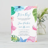 Hawaiian tropische luau is een jongen baby shower kaart (Staand voorkant)