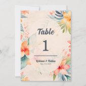 Hawaiian Trouwtafel Nummer Decor Kaart (Voorkant)