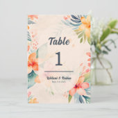 Hawaiian Trouwtafel Nummer Decor Kaart (Staand voorkant)