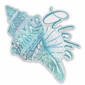 Hawaiian Turquoise Conch Shell Aloha Sticker (Voorkant)