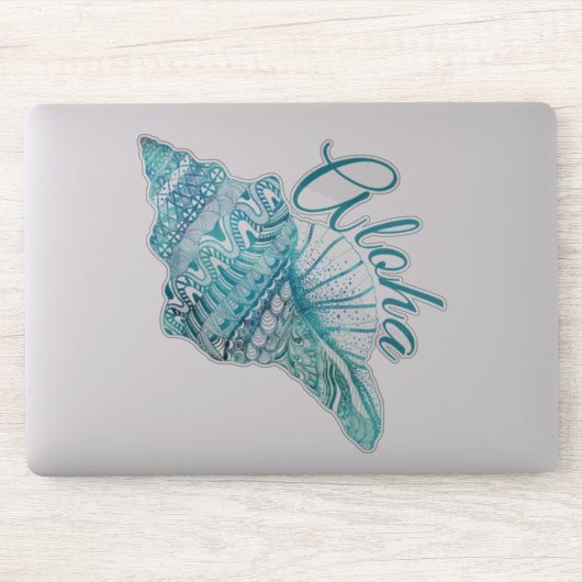 Hawaiian Turquoise Conch Shell Aloha Sticker (Computer)