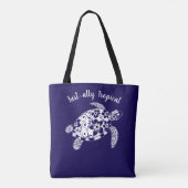 Hawaiian Turtle Fisherman Esthetisch-Donker Blauw Tote Bag (Achterkant)