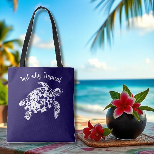 Hawaiian Turtle Fisherman Esthetisch-Donker Blauw Tote Bag