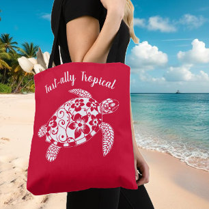 Hawaiian Turtle Fisherman Esthetische Cherry Red Tote Bag