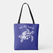 Hawaiian Turtle Fisherman Esthetische Deep Blue Tote Bag (Achterkant)