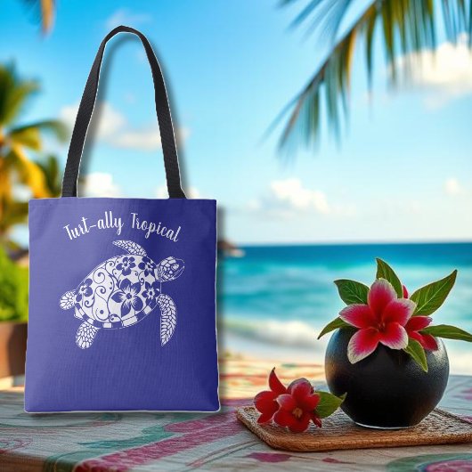 Hawaiian Turtle Fisherman Esthetische Deep Blue Tote Bag