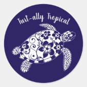 Hawaiian Turtle Turt-ally Tropical-Blue Ronde Sticker (Voorkant)