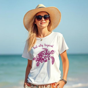 Hawaiian Turtle Turt-ally Tropische Wijn Kleur T-shirt