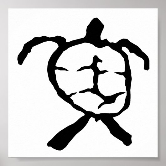 Hawaiian Turtle - zwart Poster (Voorkant)