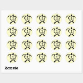 Hawaiian Turtle - zwart Ronde Sticker (Vel)