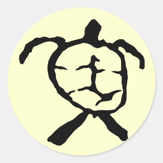 Hawaiian Turtle - zwart Ronde Sticker (Voorkant)