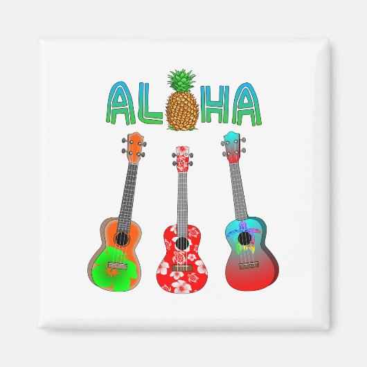 Hawaiian Ukulele Aloha Hawaii Magneet (Voorkant)