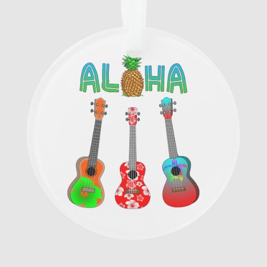 Hawaiian Ukulele Aloha Hawaii Ornament (achterkant)