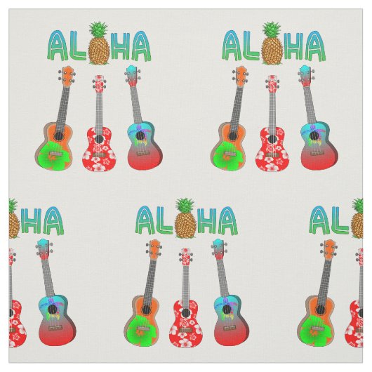 Hawaiian Ukulele Aloha Hawaii Stof (Swatch)