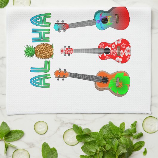 Hawaiian Ukulele Aloha Hawaii Theedoek (Gevouwen)