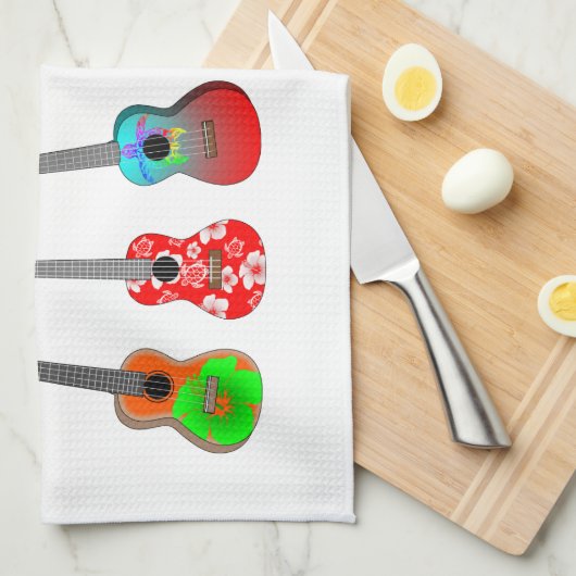 Hawaiian Ukulele Aloha Hawaii Theedoek (Quarter Fold)