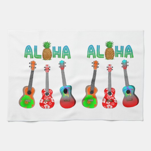 Hawaiian Ukulele Aloha Hawaii Theedoek (Horizontaal)