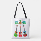 Hawaiian Ukulele Aloha Hawaii Tote Bag (Achterkant)