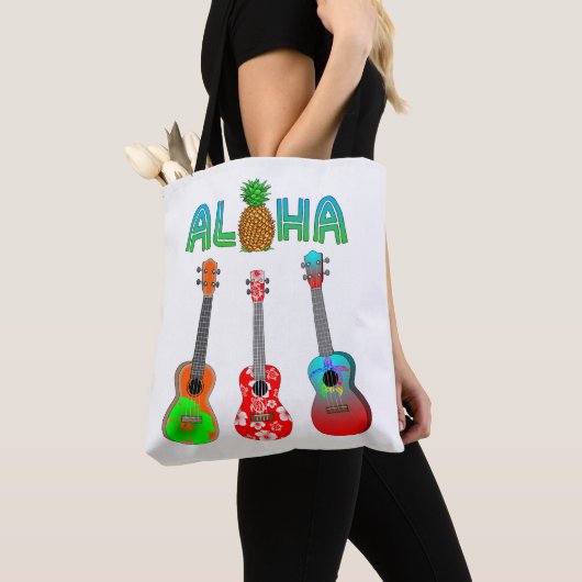 Hawaiian Ukulele Aloha Hawaii Tote Bag (Dichtbij)