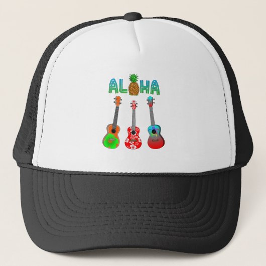 Hawaiian Ukulele Aloha Hawaii Trucker Pet (Voorkant)