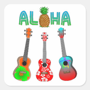 Hawaiian Ukulele Aloha Hawaii Vierkante Sticker