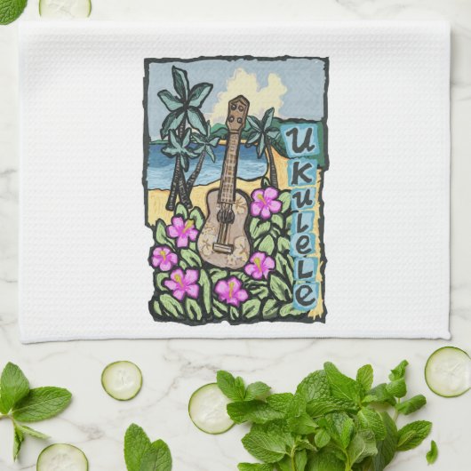 Hawaiian Ukulele, Kitchen Towel Theedoek (Gevouwen)