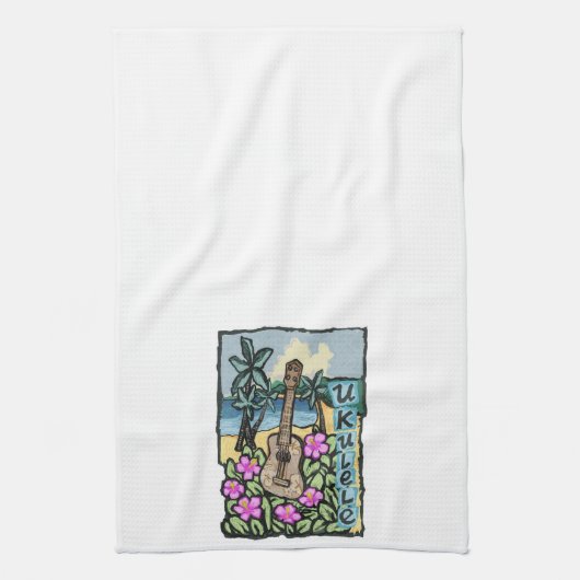 Hawaiian Ukulele, Kitchen Towel Theedoek (Verticaal)