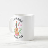 Hawaiian ukulele uke die door het leven drijft koffiemok (Voorkant links)