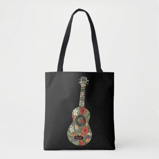 Hawaiian Ukulele Uke Floral Tropical Ukulele Tote Bag (Voorkant)