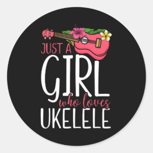 Hawaiian ukulele uke meisje gewoon een meisje dat  ronde sticker