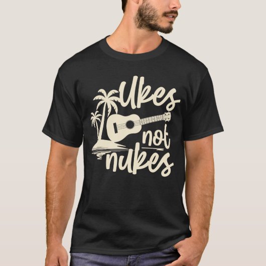 Hawaiian Ukulele Uke Ukes Not Nukes T-shirt (Voorkant)