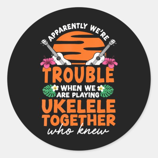 Hawaiian Ukulele Uke Vrienden Besties Buddies Ronde Sticker (Voorkant)